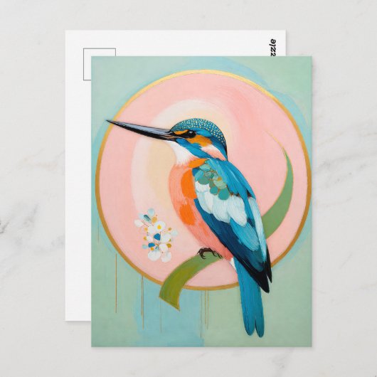 Celestial Kingfisher: A Study in Azure and Gold Postkarte (Vorne/Hinten)