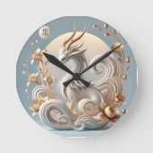 Celestial Kirin Fantasy Collection Runde Wanduhr (Vorderseite)
