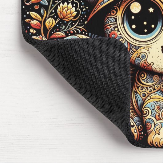 "Celestial Kitty: Whimsical Wizard" Mousepad (Ecke)