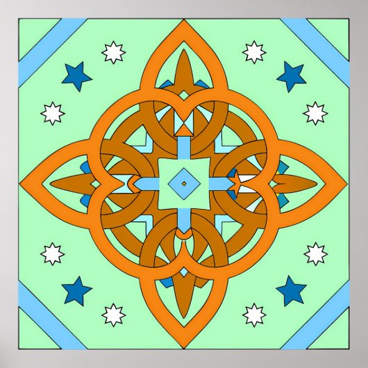 Celestial Knot Art Prints | Unique Star Patterns Poster (Vorne)