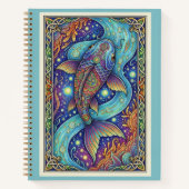 Celestial Koi Stream Zentangle Fantasy Journal Notizblock (Vorderseite)