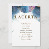 Celestial Lacerta Seating Chart Card mit Gast Name (Rückseite)