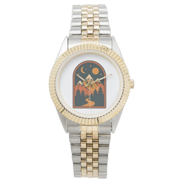 Celestial Landscape Unisex Two-Tone Bracelet Watch Armbanduhr (Vorderseite)