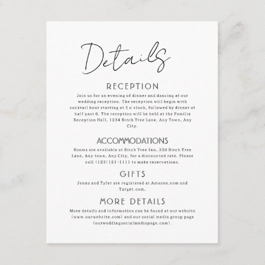 Celestial Large Wedding Enclosure Card Begleitkarte (Vorderseite)