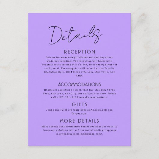 Celestial Large Wedding Enclosure Card Begleitkarte (Vorderseite)