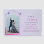 Celestial Lavender Pink Foto Save the Date Pergament Einladungen (Vorderseite)
