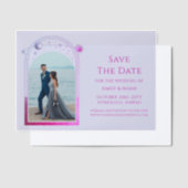 Celestial Lavender Pink Foto Save the Date Pergament Einladungen (Versetzt)