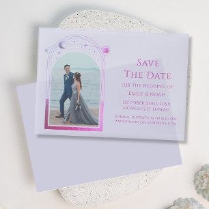 Celestial Lavender Pink Foto Save the Date Pergament Einladungen