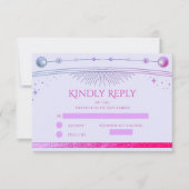 Celestial Lavender Pink Sun Moon Stars Hochzeit RSVP Karte (Vorderseite)