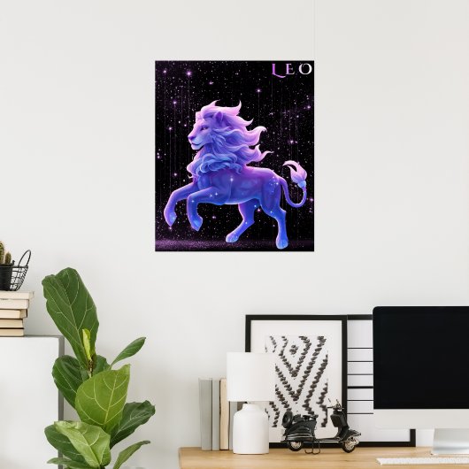 Celestial Leo – Astrology Art Poster (Heimbüro)
