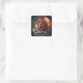 Celestial Leo Lion Fantasy Black Ethereal Zodiac Quadratischer Aufkleber (Tasche)