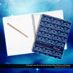 Celestial Liebe Stars Hearts Name Midnight Blue Planer