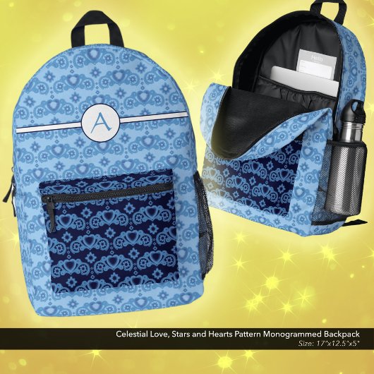 Celestial Liebe Stars Herz Muster Mit Monogramm Bedruckter Rucksack