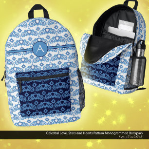 Celestial Liebe Stars Herz Muster Mit Monogramm Bedruckter Rucksack