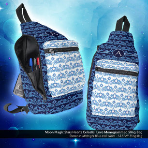 Celestial Liebe Stars Herz Muster Mit Monogramm Crossbody Bag