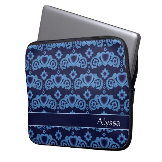 Celestial Liebe Stars hören dunkelblaues Muster Na Laptopschutzhülle (Vorderseite Links)