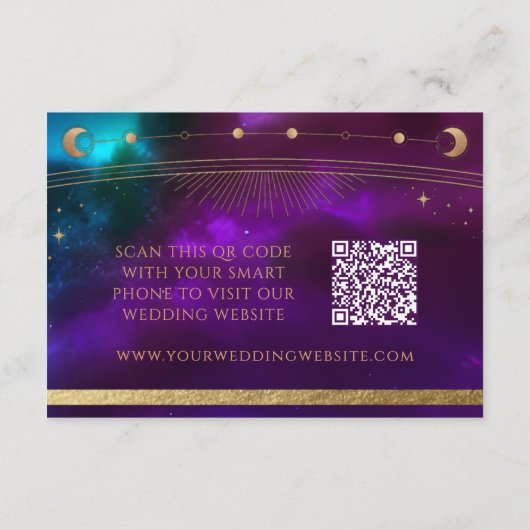 Celestial Lila Aquamarin Wedding Website UAWG QR C Begleitkarte (Rückseite)