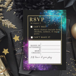 Celestial Lila Aquamarine Nebula Stars Hochzeit RS Mitteilungskarte