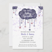 Celestial Lila Gold Stars Baby Sprinkle Dusche Einladung (Vorderseite)