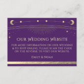 Celestial Lila Gold Wedding Website UAWG QR Code Begleitkarte (Vorderseite)