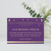 Celestial Lila Gold Wedding Website UAWG QR Code Begleitkarte (Stehend Vorderseite)