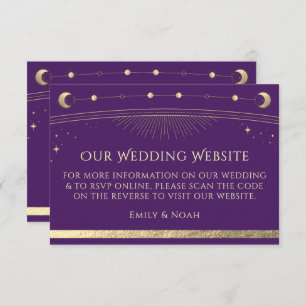 Celestial Lila Gold Wedding Website UAWG QR Code Begleitkarte