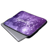Celestial Lila Starry Sparkle Extravagant Monogram Laptopschutzhülle (Vorne Knopf)