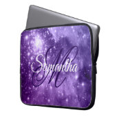 Celestial Lila Starry Sparkle Extravagant Monogram Laptopschutzhülle (Vorderseite Links)