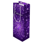 Celestial Lila Wirbel & Sterne Weinbeutel Geschenktüte Für Weinflaschen (Vorderseite Schrägansicht)