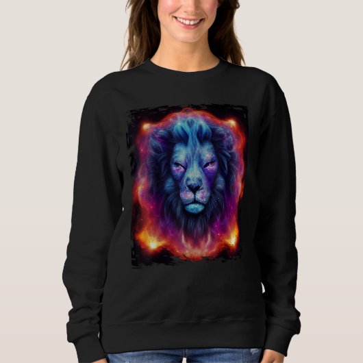 Celestial Lion God In Space Leo Zodiac Universe Ga Sweatshirt (Vorderseite)