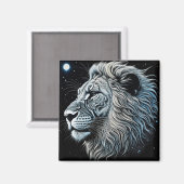 Celestial Lion Night Sky Ai Art Magnet (Vorderseite/Rückseite)