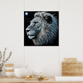Celestial Lion Night Sky Ai Art Poster (Küche)