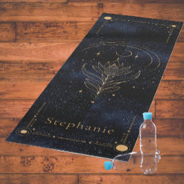 Celestial Lotus Monogram Gold Glitzer Navy Elegant Yogamatte