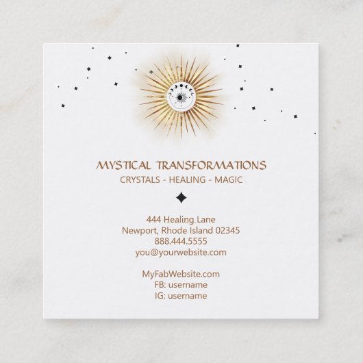 *~* Celestial Luna Lunar Moon Magic Light Boho Quadratische Visitenkarte