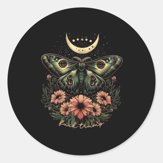 Celestial Luna Moth Subtle Anti Trump Runder Aufkleber (Vorderseite)