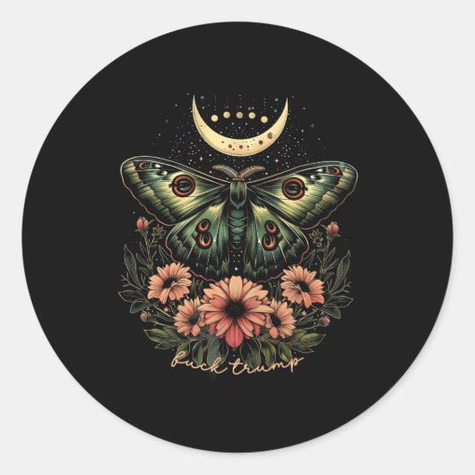 Celestial Luna Moth Subtle Anti Trump Runder Aufkleber (Vorderseite)