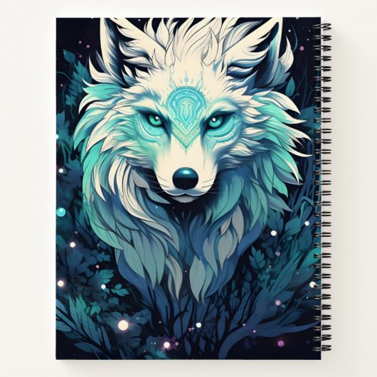 Celestial Lunar Wild Wolf Notizblock (Rückseite)