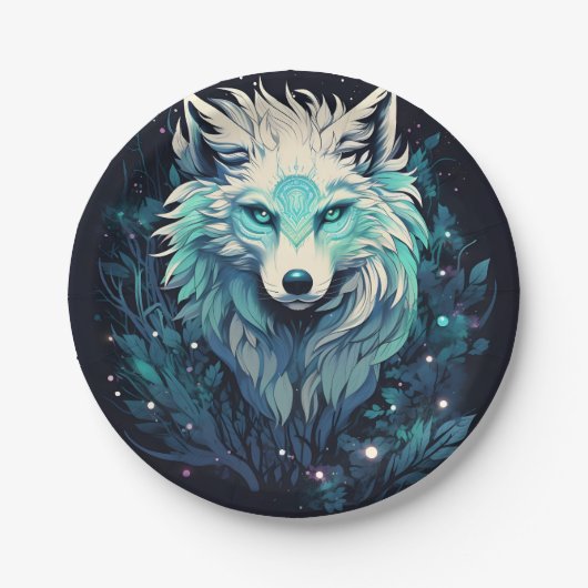 Celestial Lunar Wild Wolf Pappteller (Vorderseite)