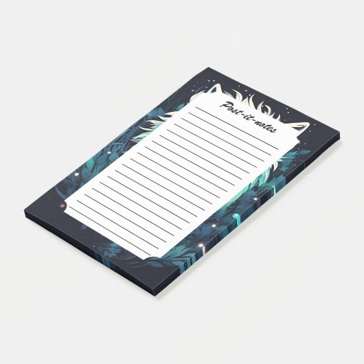 Celestial Lunar Wild Wolf Post-it Klebezettel (angewinkelt)