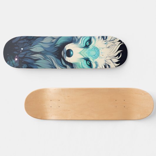 Celestial Lunar Wild Wolf Skateboard (Horizontal)