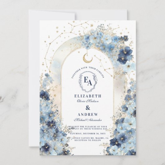 Celestial Luxe Boho Celebration Wedding Einladung (Vorderseite)