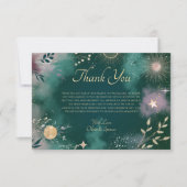 Celestial Magic Moon & Stars Emerald Wedding Dankeskarte (Vorderseite)
