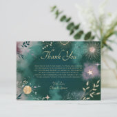 Celestial Magic Moon & Stars Emerald Wedding Dankeskarte (Stehend Vorderseite)