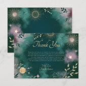 Celestial Magic Moon & Stars Emerald Wedding Dankeskarte (Vorne/Hinten)