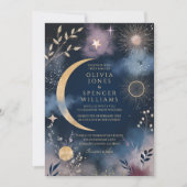 Celestial Magic Moon & Stars Hochzeit Einladung (Vorderseite)