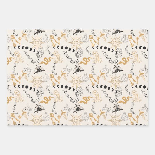 Celestial Magic Witchy Gold Grau & Blue Geschenkpapier Set (Vorderseite)