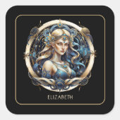 Celestial Maiden Modern Script Zodiac Symbol Virgo Quadratischer Aufkleber (Vorderseite)