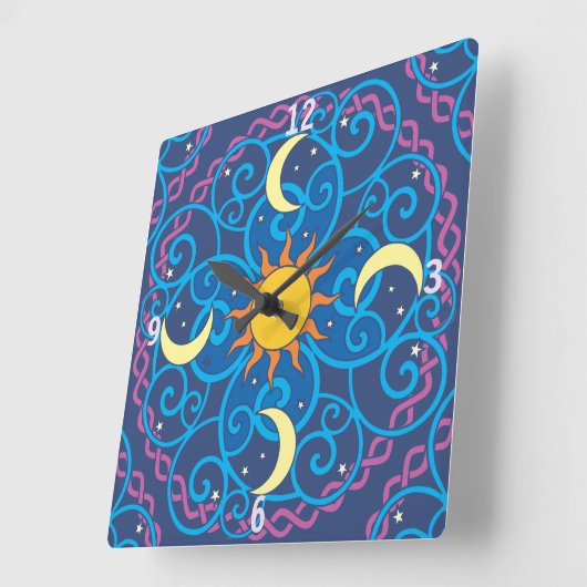 Celestial Mandala Clock Quadratische Wanduhr (Winkel)