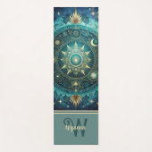 Celestial Mandala Moon Galaxy Aquamarin Gold Monog Yogamatte (Vorderseite)