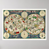 Celestial Map aus dem 17. Jahrhundert Poster (Vorne)